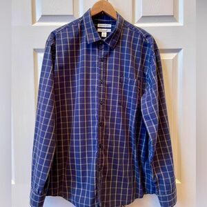 Amazon Essentials Blue Plaid Men's Shirt XXL